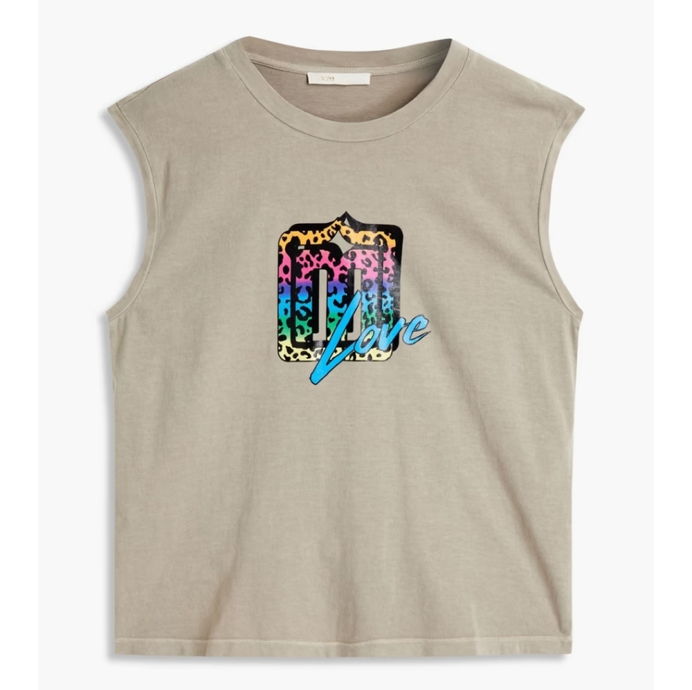 Maje Printed Cotton Tank Top Size 2 US 6 Gray Khaki - Picture 3 of 10
